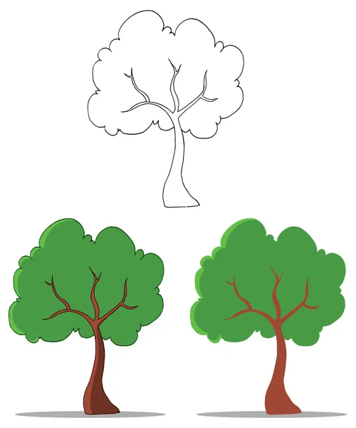 Juego de árbol de dibujos animados — Vector de stock