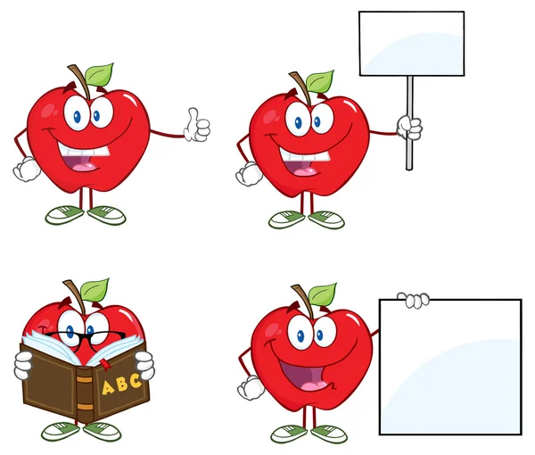 Red cartoon apples set — Stock Vector