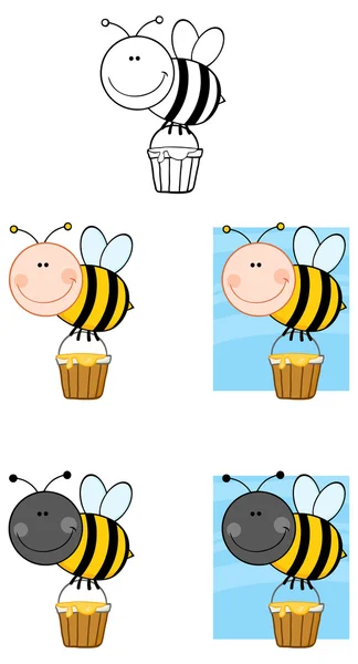 Bee stripfiguur — Stockvector