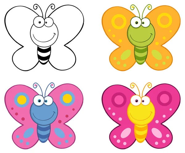 Conjunto de caracteres borboleta —  Vetores de Stock