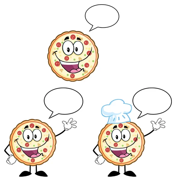 Cartone animato pizza personaggio set — Vettoriale Stock