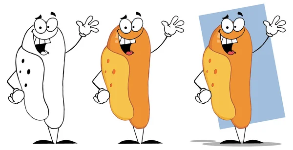 Desenhos animados personagem Hot Dog — Vetor de Stock