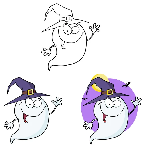 Ghost Cartoon Mascot Character Series — Stock Vector