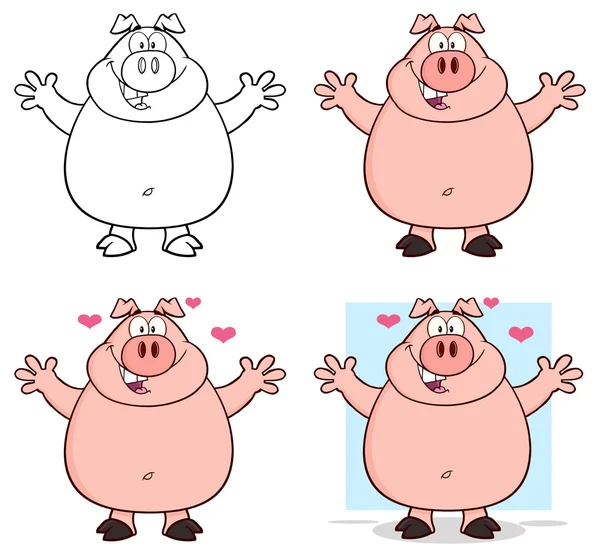 Caráter dos desenhos animados de porco — Vetor de Stock