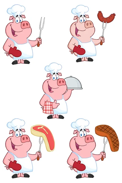 Pig chef character — Stock Vector