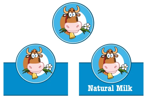 Cow with flower character — Stock Vector