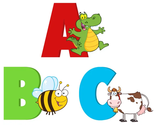 ABC Alfabeto dei cartoni animati . — Vettoriale Stock