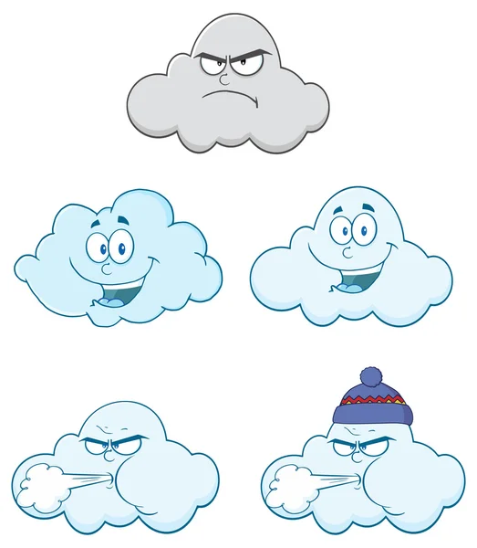 Cloud Cartoon Mascot Characters. — Stock Vector