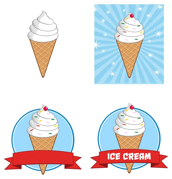 Cartoon ice cream set — Stock Vector