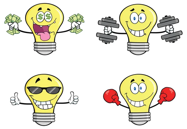 Set lampadine cartone animato — Vettoriale Stock