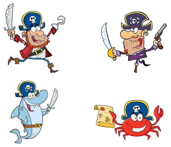 Personajes de dibujos animados piratas . — Archivo Imágenes Vectoriales