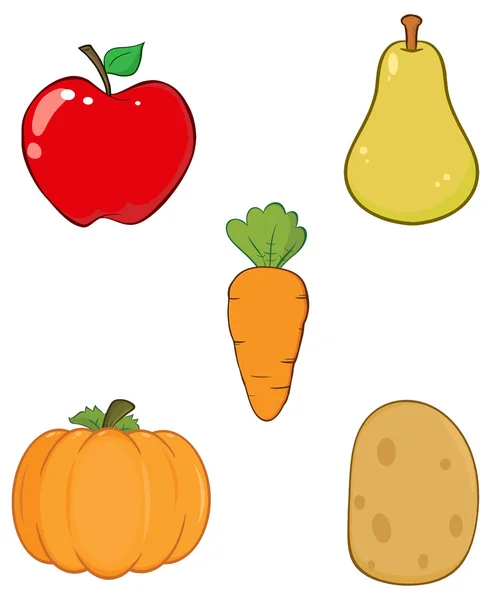 Cartoon Fruits and Vegetables — Stock Vector