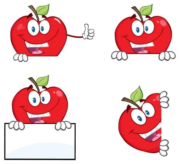 Manzanas rojas de dibujos animados conjunto — Vector de stock