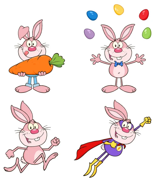Coelhos de desenhos animados, conjunto de coelhos —  Vetores de Stock