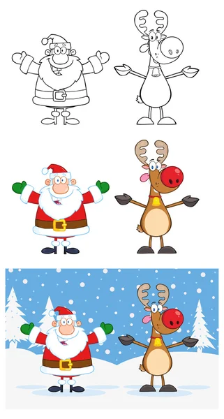 Noel Baba ve Ren geyiği rudolph — Stok Vektör