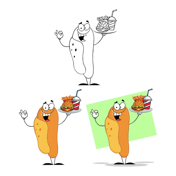 Cartoon personaggio Hot Dog — Vettoriale Stock