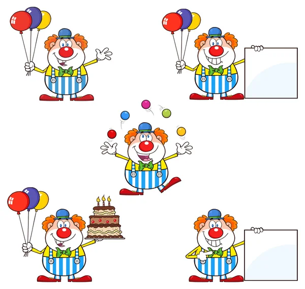 Clown personaggi dei cartoni animati — Vettoriale Stock