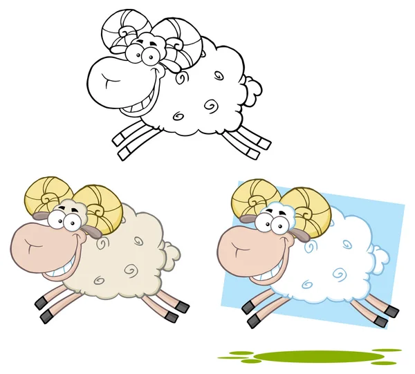 Juego de ovejas de dibujos animados — Archivo Imágenes Vectoriales