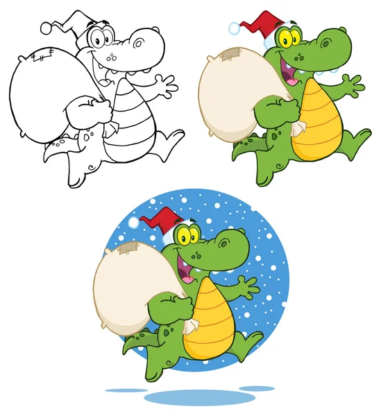 Xmas Dragon character — Stock Vector