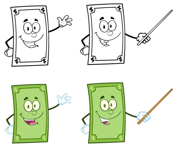 Para Doları karakter karikatür — Stok Vektör