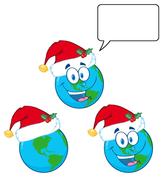 圣诞节地球与圣诞老人的帽子. — 图库矢量图片
