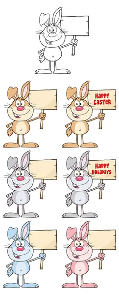 Lapins de dessin animé, ensemble de lapins — Image vectorielle
