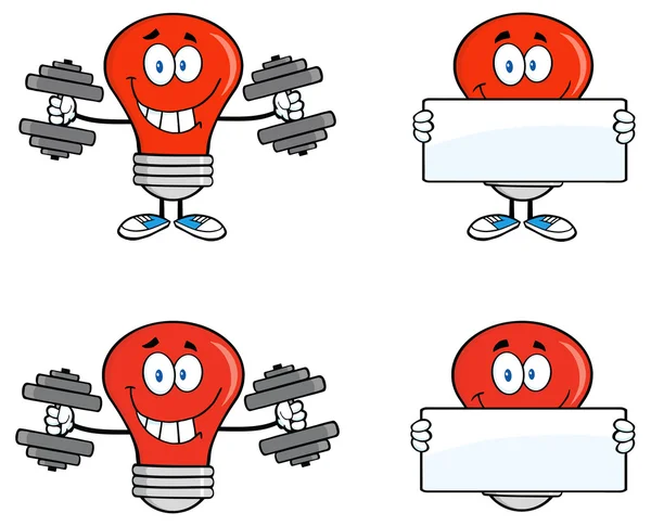 Bombillas de dibujos animados conjunto — Vector de stock