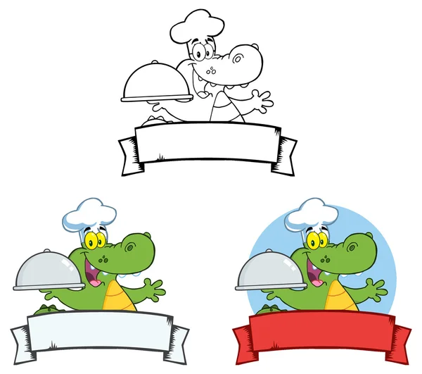 Chef crocodile character — Stock Vector