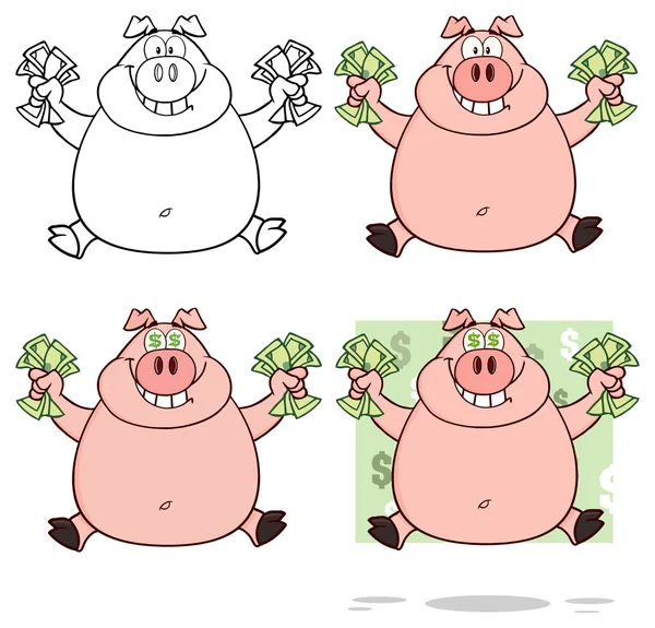 Pig cartoon character — Stock Vector