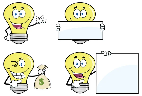 Cartoon light bulbs set — Stock Vector