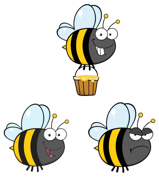 Personaje de la abeja de dibujos animados — Vector de stock