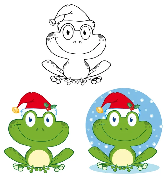 Caráter dos desenhos animados de santa Frog — Vetor de Stock