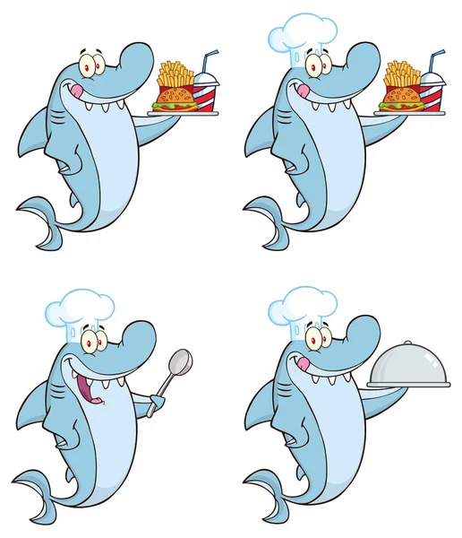 Personaje de tiburón de dibujos animados — Vector de stock