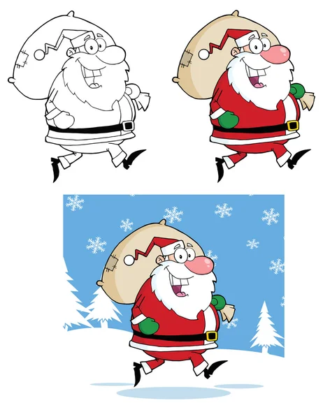 Dibujos animados santa claus conjunto — Vector de stock