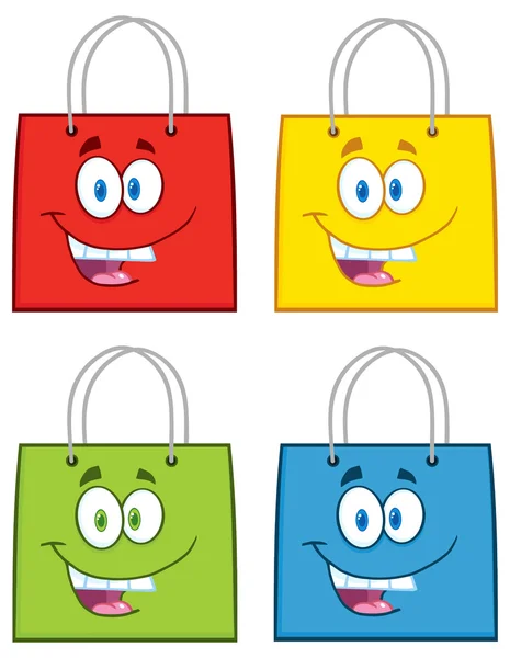 Shopping bag character set — Stock Vector