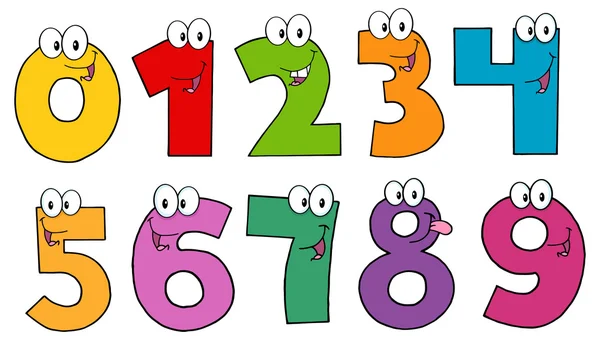 Numbers Cartoon Characters — Stock Vector