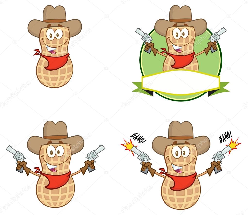 Cartoon Peanut Mascot Character set