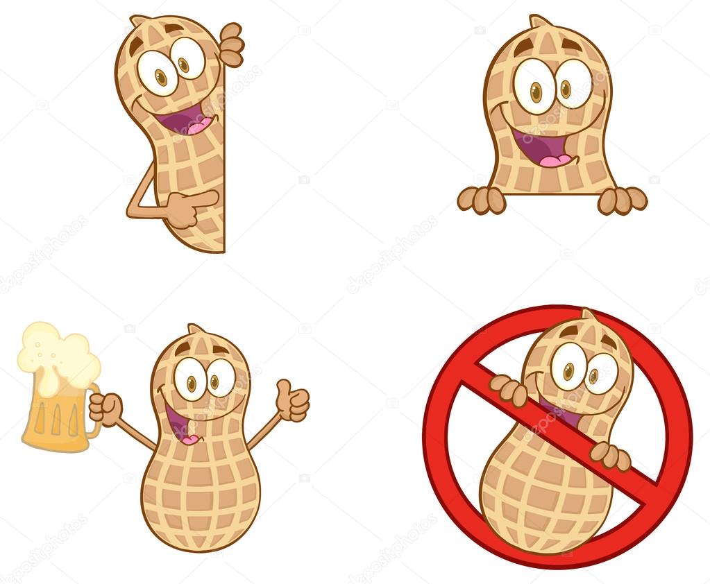 Cartoon Peanut Mascot Character set