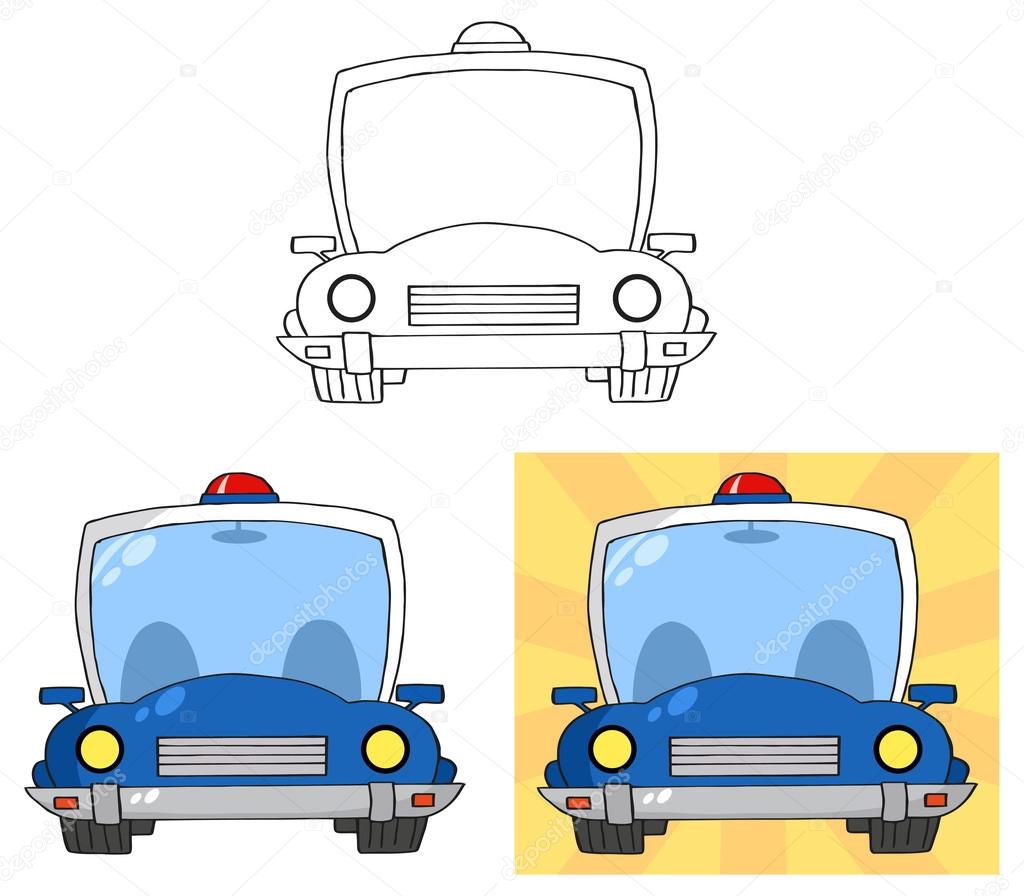 Cartoon Police  car set illustration