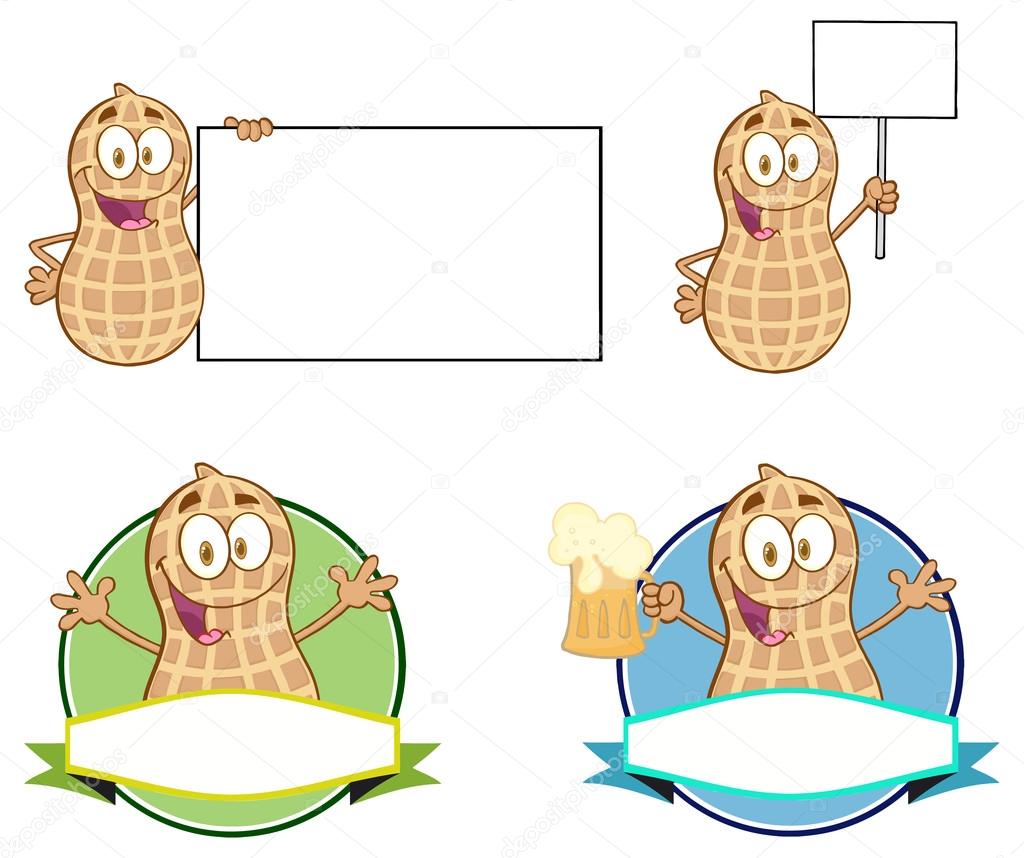 Cartoon Peanut Mascot Character set