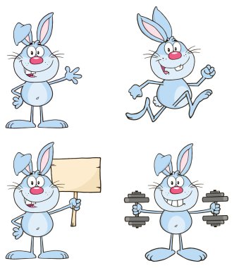 karikatür tavşan, tavşanlar seti