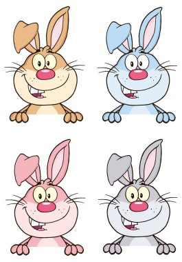 karikatür tavşan, tavşanlar seti