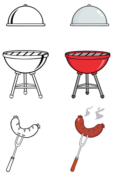 Dibujos animados Barbacoa conjunto — Vector de stock