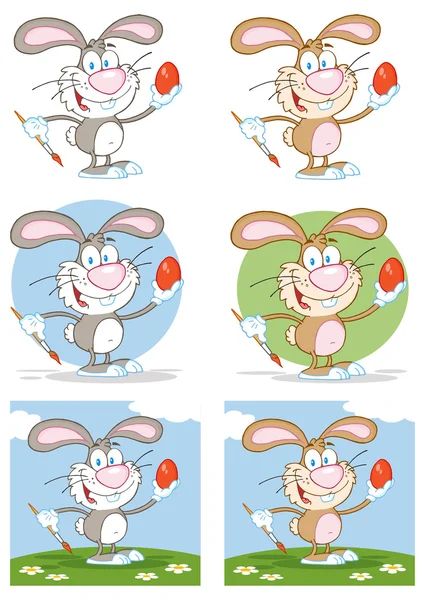 Szczęśliwy królik wielkanocny z jajkiem — Wektor stockowy