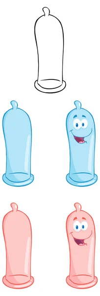 Conjunto de caracteres de preservativo — Vetor de Stock