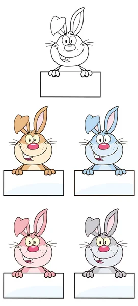 Conejos de dibujos animados, conjunto de conejos — Vector de stock