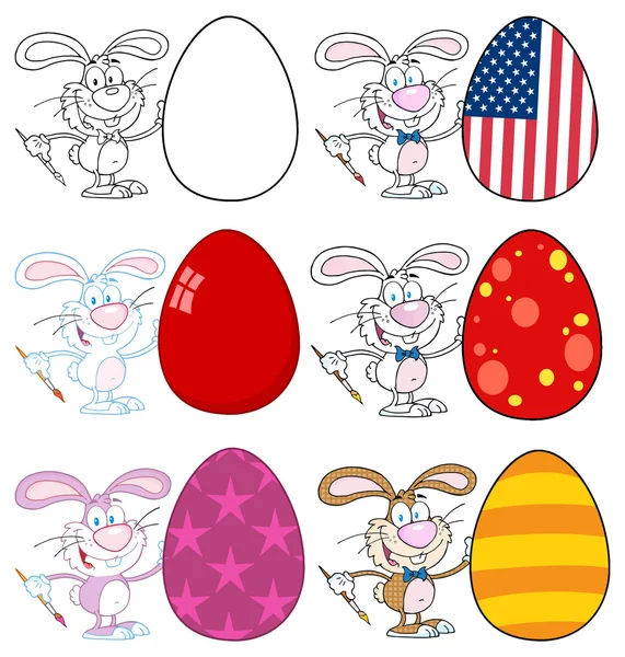 Happy Easter bunny with egg — Stock Vector