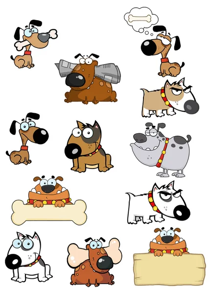 Juego de perros de dibujos animados — Vector de stock