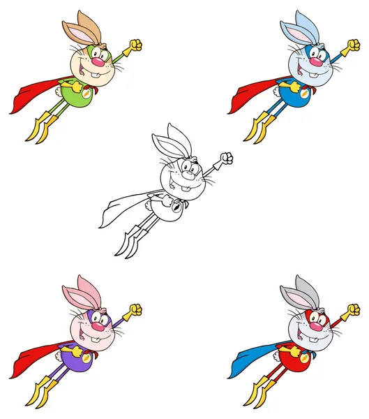 Conejos de dibujos animados, conjunto de conejos — Vector de stock