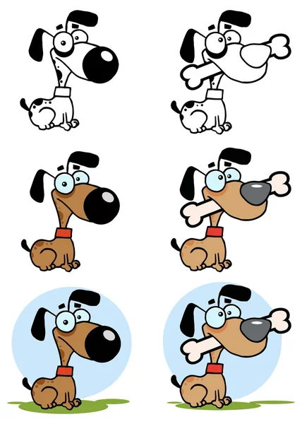 Juego de perros de dibujos animados — Vector de stock